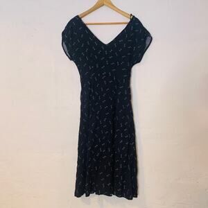 CJLA Carly Jean Los Angeles Marnie Black White Patterned Midi Dress Small